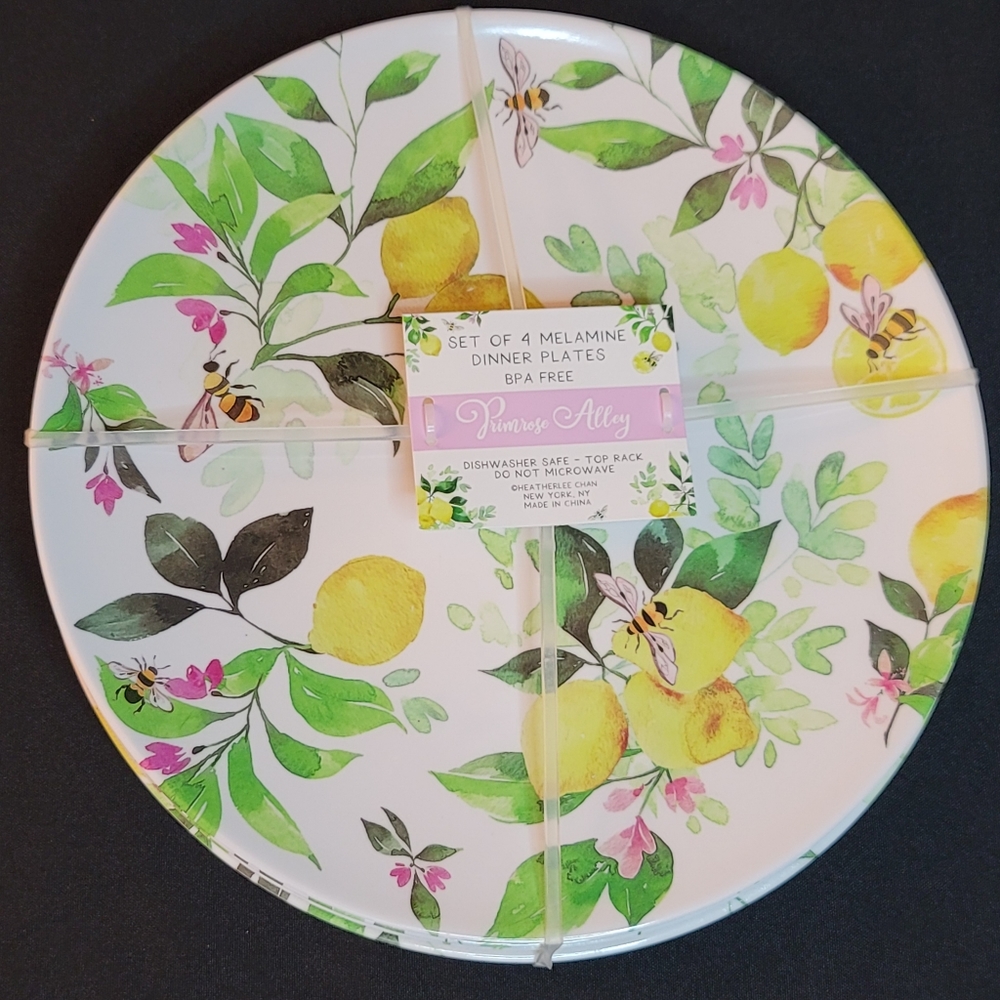Lemons and Bees Melamine Plates